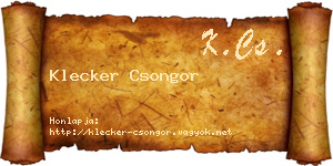 Klecker Csongor névjegykártya